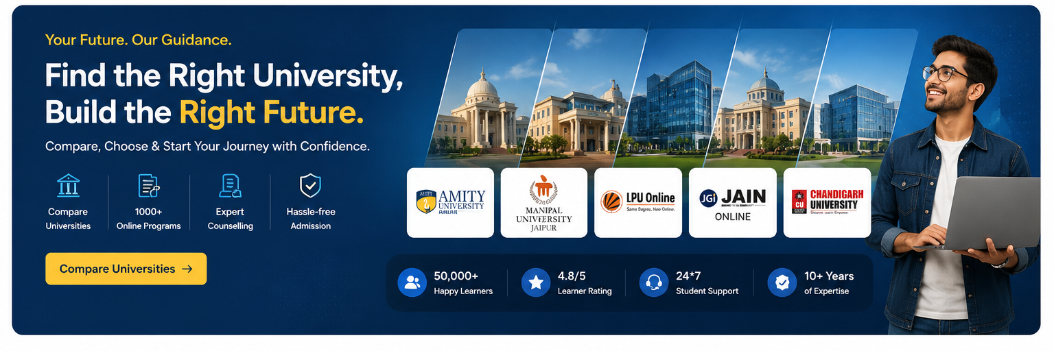 Compare online universities side by side on fees, approvals and placements